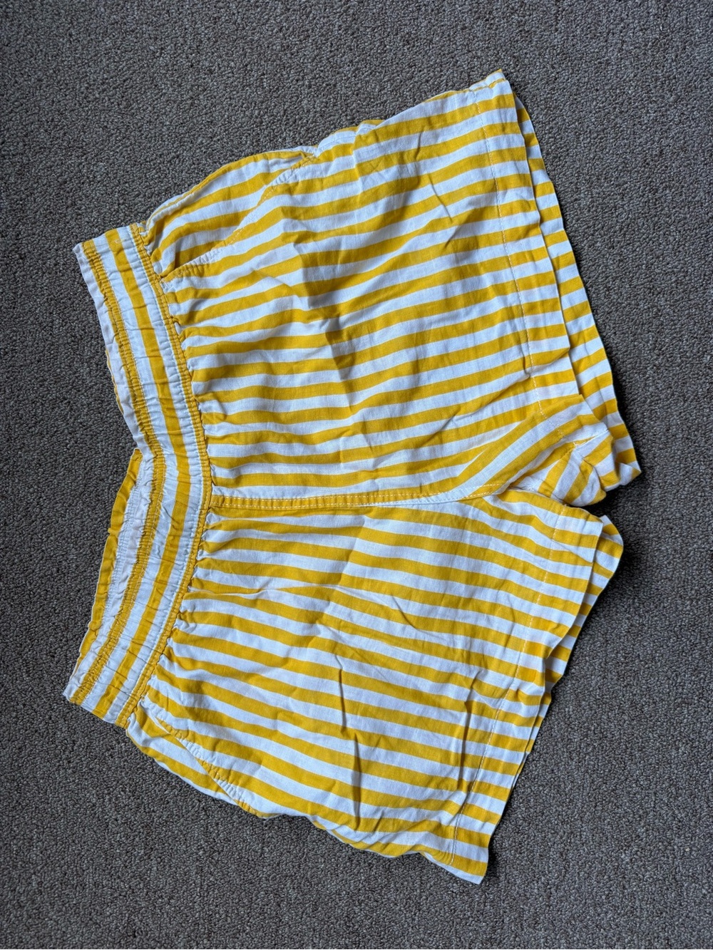 H&M Yellow and White Striped High Waist Women's Shorts